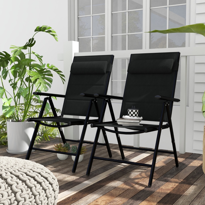 Best Set of Two Padded Garden Chairs - Black - Image 10