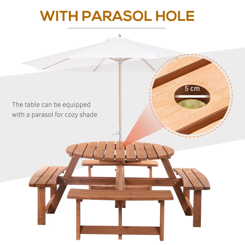 Best 8-Seater Wooden Picnic Set-Fir Wood - Image 4