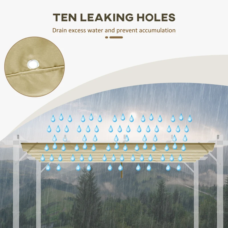 Best Retractable Pergola Shade Cover, Replacement Canopy Fabric for 3 x 3 (m) Pergola, Gazebo Retractable Roof, Beige - Image 5