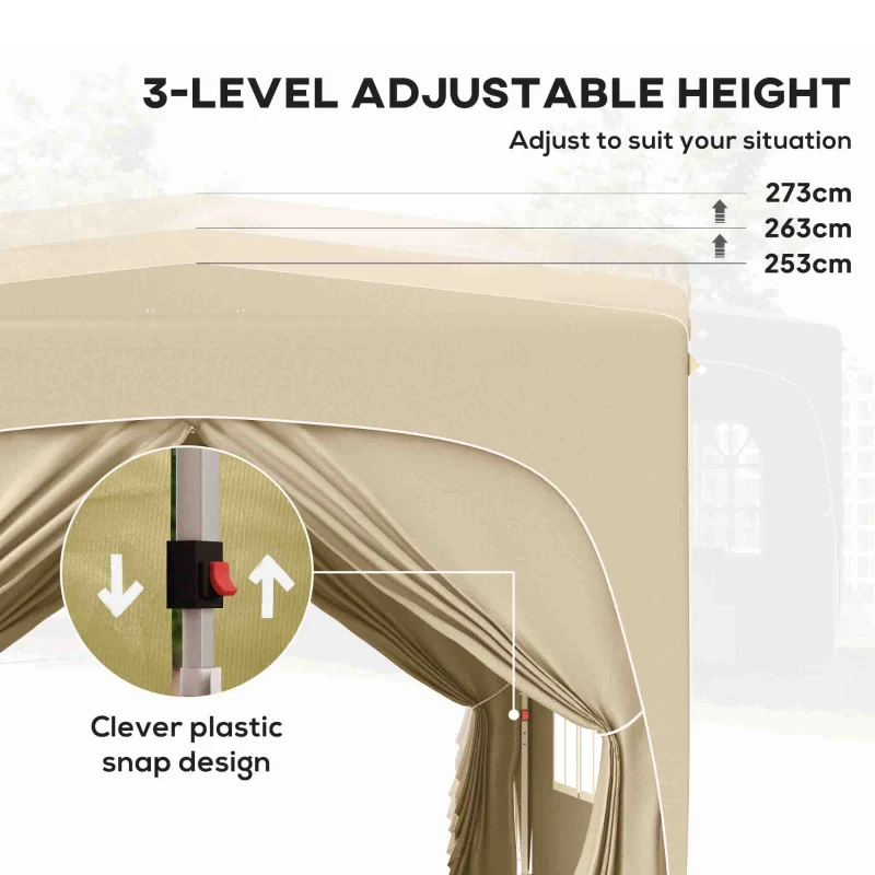 Best 3 x 3m Pop-Up Gazebo Shelter, with Accessories - Sand - Image 5