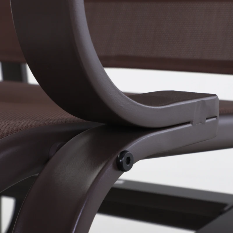 Best Outdoor Gliding Rocking Chair with Sturdy Metal Frame Garden Comfortable Swing Chair, Brown - Image 8