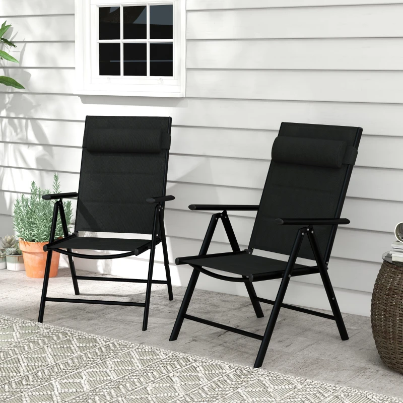 Best Set of Two Padded Garden Chairs - Black - Image 2