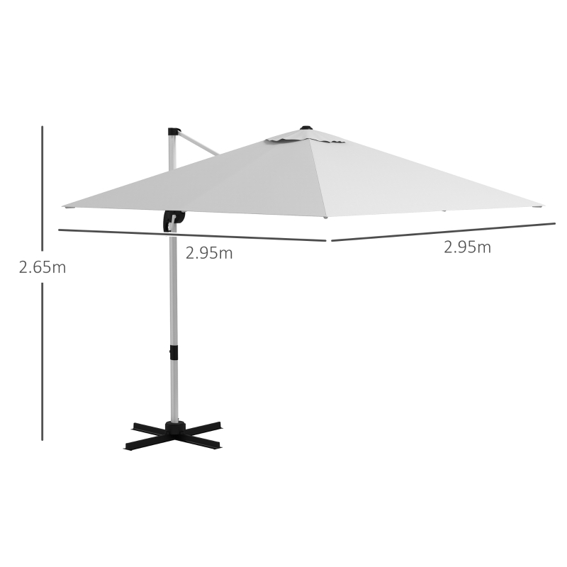 Best Square Cantilever Garden Parasol, with Five-Position Canopy - White - Image 3