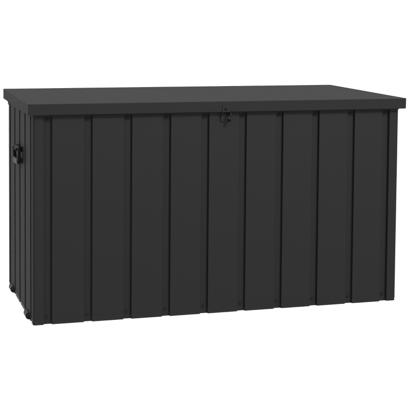 Best 450L Galvanised Steel Garden Storage Box, with Wheels - Dark Grey - Image 11
