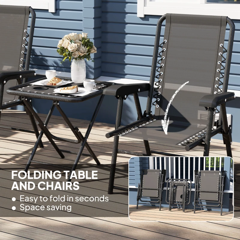 Best Three-Piece Garden Table and Chair Set - Black - Image 5