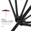 Best 3(m) Tilting Parasol Garden Umbrellas, Outdoor Sun Shade with 8 Ribs, Tilt and Crank Handle for Balcony, Bench, Garden, Wine Red - Image 7