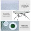 Best Garden Dining Table Glass Top Metal Frame with Parasol Hole Outdoor Balcony Grey 120L x 80Wcm - Image 6