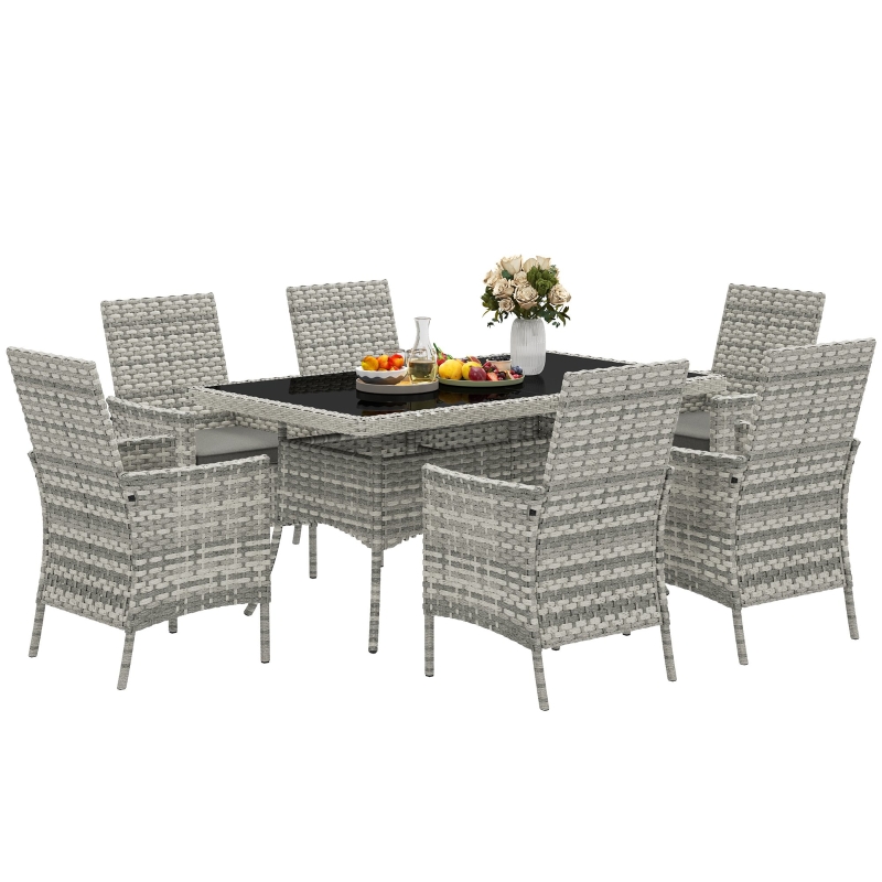 Best Seven-Piece Rattan Dining Set - Mixed-Grey - Image 10