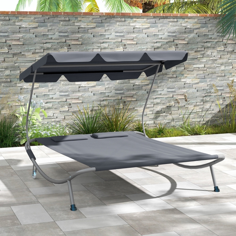 Best Double Outdoor Bed, with Canopy - Light Grey - Image 9