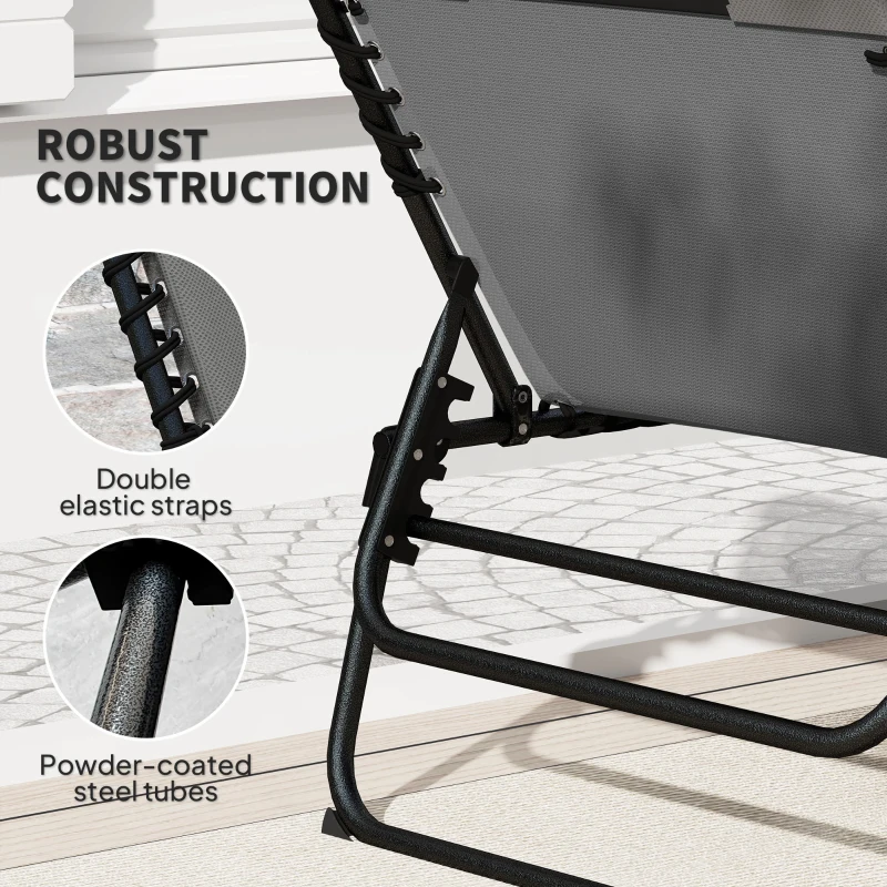 Best Folding Sun Loungers Set of 2, Recliner Garden Chairs with Quick Drying Pad Headrest Side Pocket, Garden Sun Loungers for Beach Pool, Charcoal Grey - Image 7