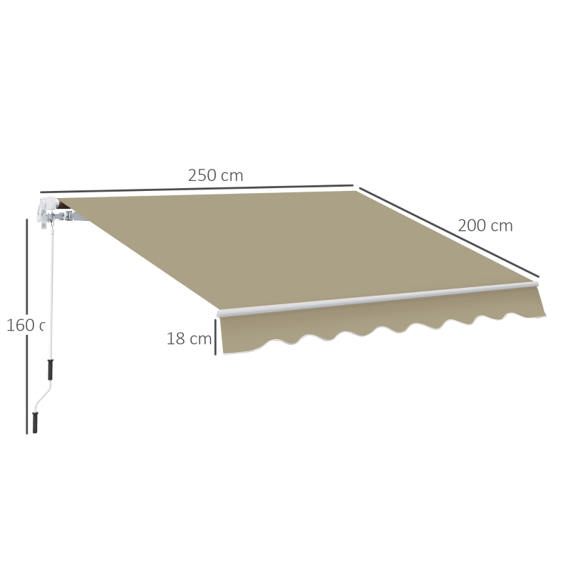 Best 2.5x2 m Manual Retractable Awning-Beige Canopy/White Frame - Image 3