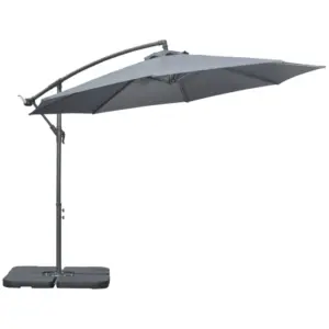 Best 3(m) Garden Parasol Sun Shade Banana Umbrella Cantilever with Crank Handle, Cross Base Dark Grey