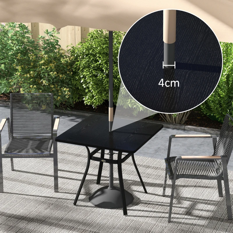 Best Four-Seater Steel Garden Table, with Φ40mm Parasol Hole - Black - Image 7