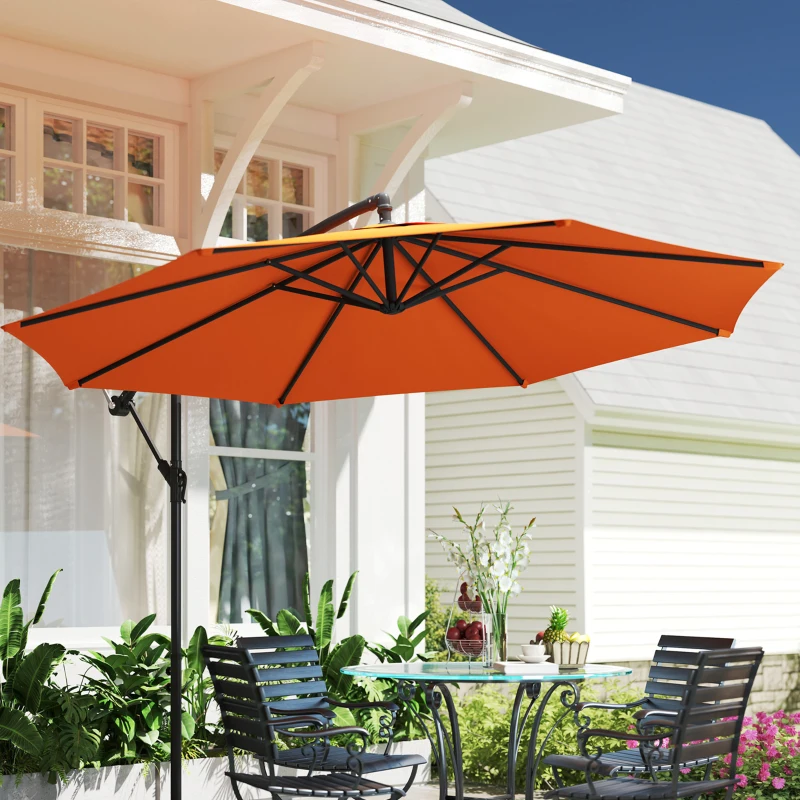 Best 3(m) Overhanging Parasol, with Base - Orange - Image 7