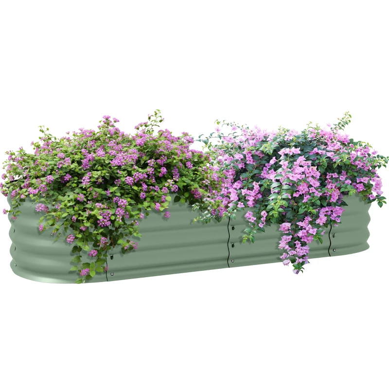 Best Galvanised Raised Garden Bed, Metal Planter Box with Safety Edging, for Flowers, Herbs, Succulents, Green