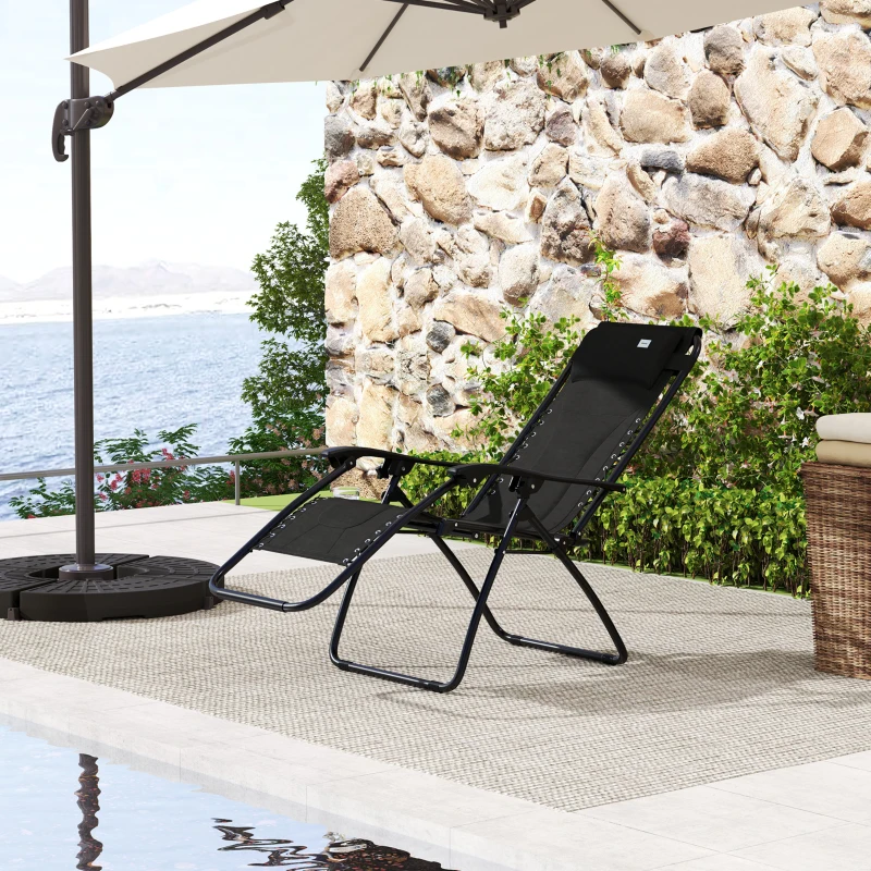 Best Zero Gravity Lounger Chair, Folding Reclining Patio Chair with Padded Seat, Cup Holder, Soft Cushion and Headrest for Poolside, Camping, Black - Image 8
