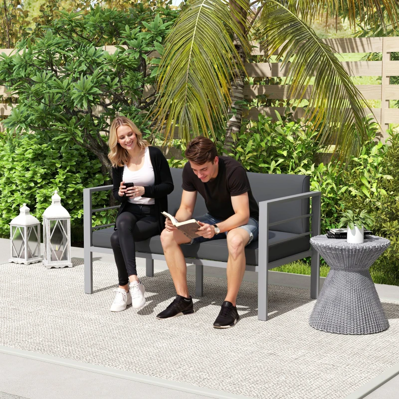 Best Two-Seater Aluminium Garden Sofa - Grey - Image 7