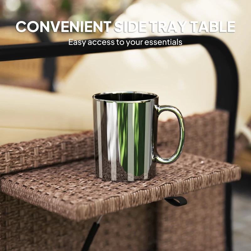 Best 140° Reclining Rattan Armchair - Brown/Khaki - Image 7