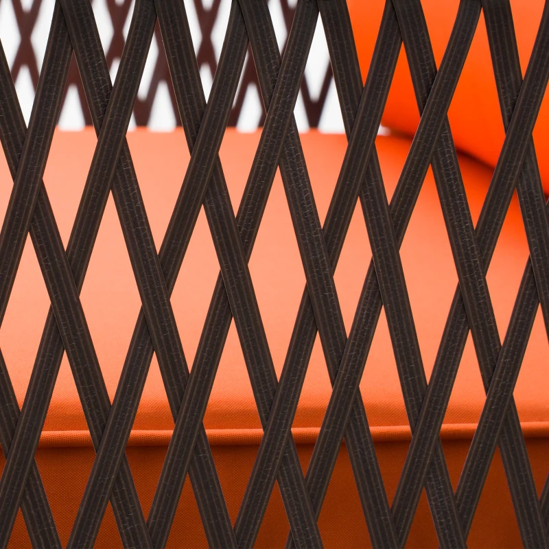 Best 3 Pieces Rattan Bistro Set with Glass Top Coffee Table, Chairs and Cushions for Outdoor, Patio, Balcony, Orange - Image 8