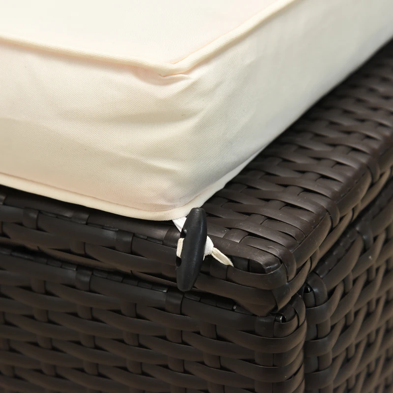 Best 2-Seater Rattan Lounger Set-Deep Coffee/Cream White - Image 8