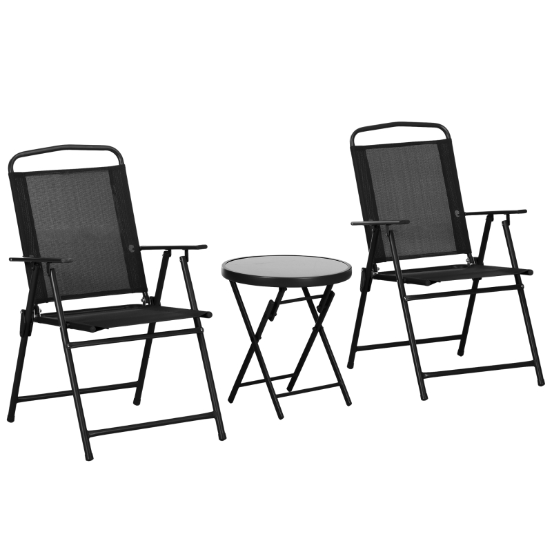 Best Three-Piece Garden Seat Set, with Glass-Top Table - Black - Image 11