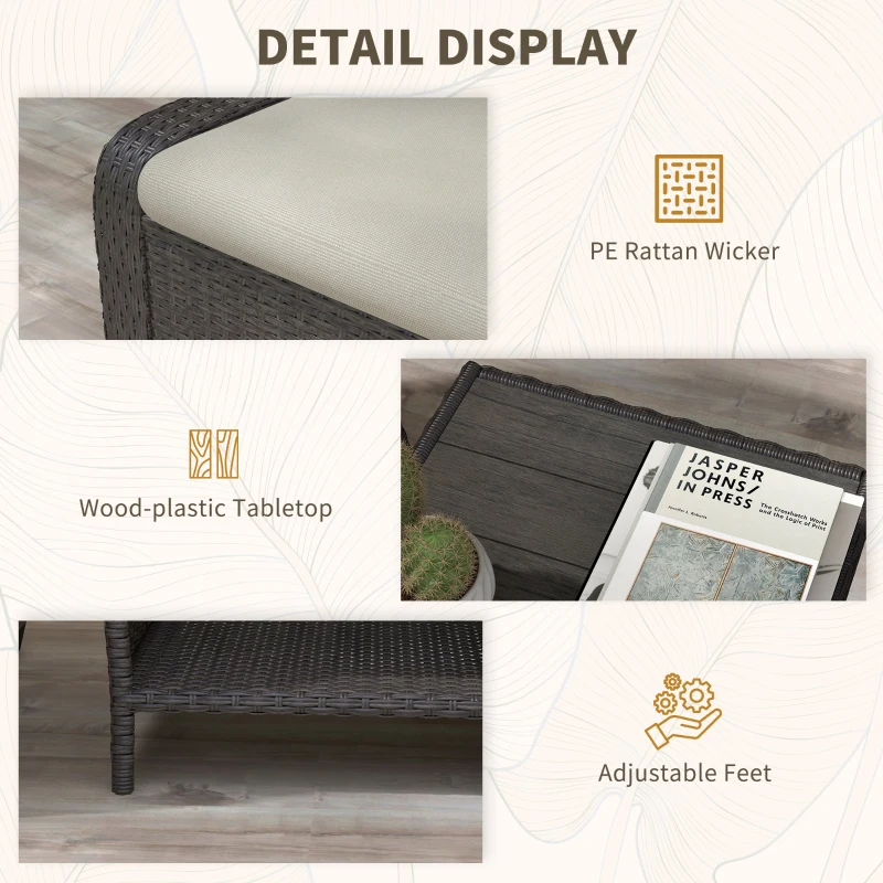 Best 5-Piece Rattan Patio Reclining Chair Set with Footstools, Coffee Table, Cushions, for Outdoor Garden, Brown - Image 7