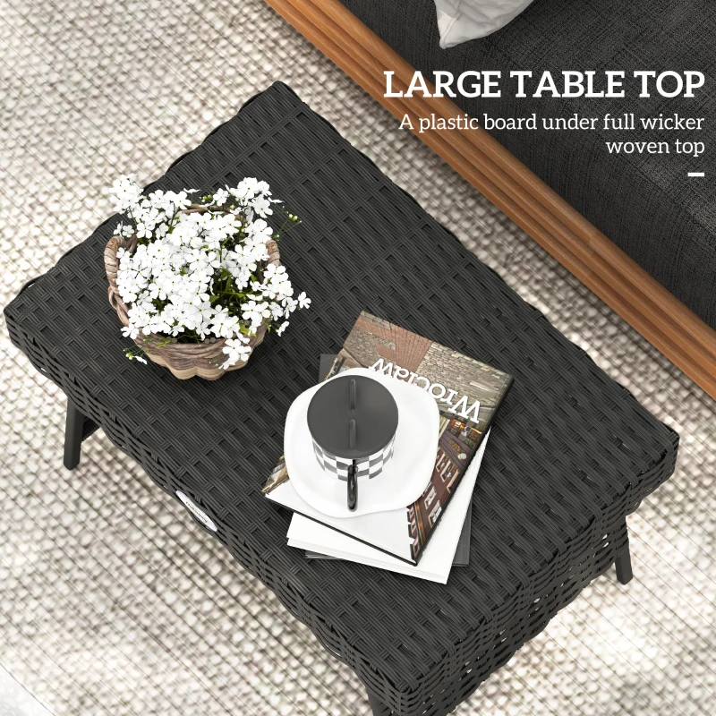 Best Foldable Outdoor Side Table, Rattan Garden Coffee Table with Steel Frame, Space Saving Bistro Garden Furniture for Patio, Balcony, 60 x 41 x 41 cm, Black - Image 4