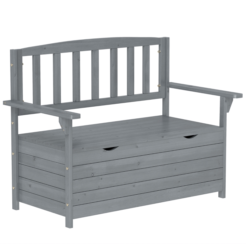 Best Two-Seater Garden Storage Bench - Grey - Image 11