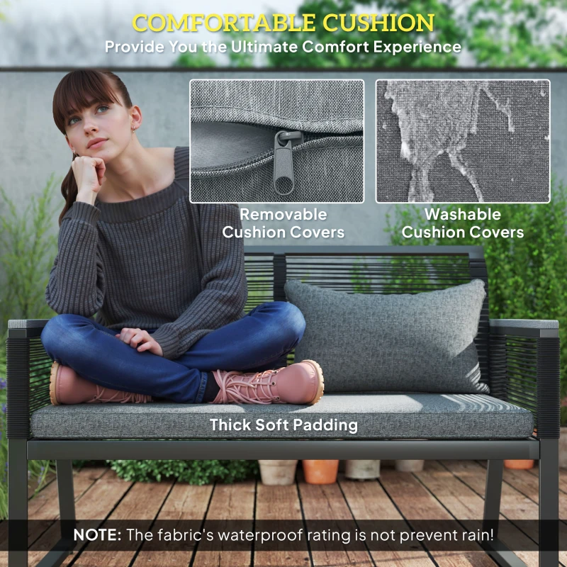 Best 4 Pieces Rattan Garden Furniture Set - Charcoal Grey - Image 5