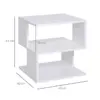 Best Side Table Square Coffee Table Modern End Table with 2 Tier Storage Shelves for Living Room, Bedroom, White - Image 3