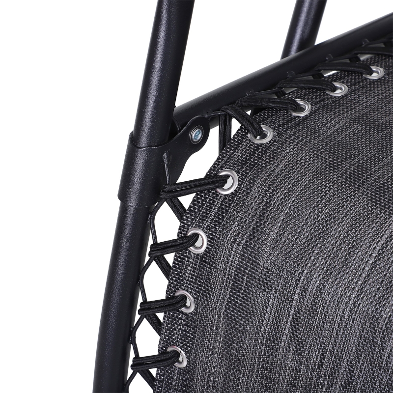 Best 3pcs Folding Zero Gravity Chairs Sun Lounger Table Set w/ Cup Holders Reclining Garden Yard Pool, Light Grey - Image 9