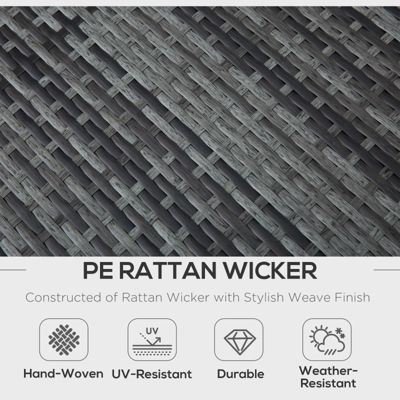 Best 4 Pcs Rattan Wicker Garden Furniture Patio Sofa Storage & Table Set w/ 2 Drawers Coffee Table,Great Cushioned 4 Seats Corner Sofa - Grey - Image 6