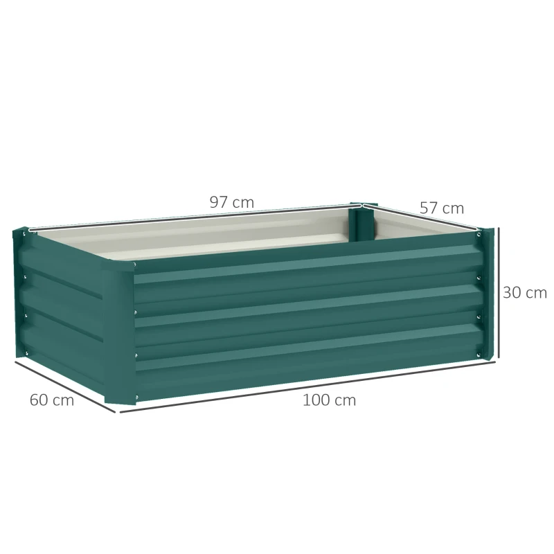 Best Set of Two 60 x 100cm Galvanised Steel Planters, Green - Image 3