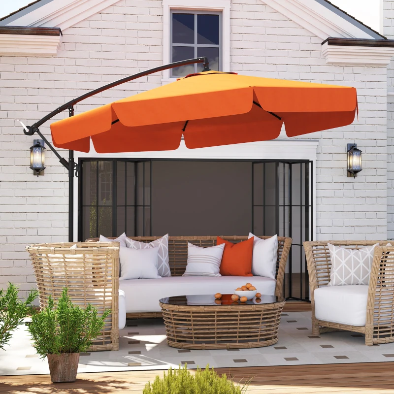 Best 2.7m Garden Cantilever Banana Parasol - Orange - Image 8