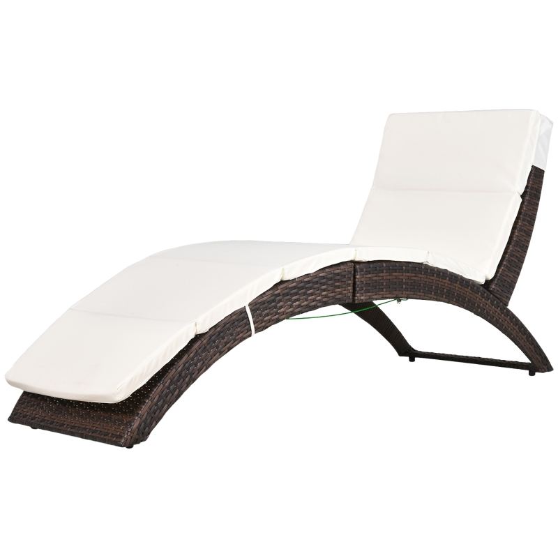 Best Outdoor Foldable PE Rattan Sun Lounger with Soft Padded Cushion, Ergonomic Curved Design Sun Bed for Garden, Balcony, Garden, Brown - Image 11