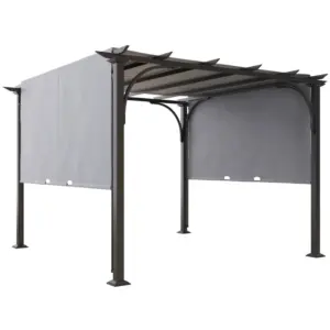 Best 3 x 3(m) Outdoor Pergola, Garden Pergola Gazebo with Adjustable Canopy, Grey