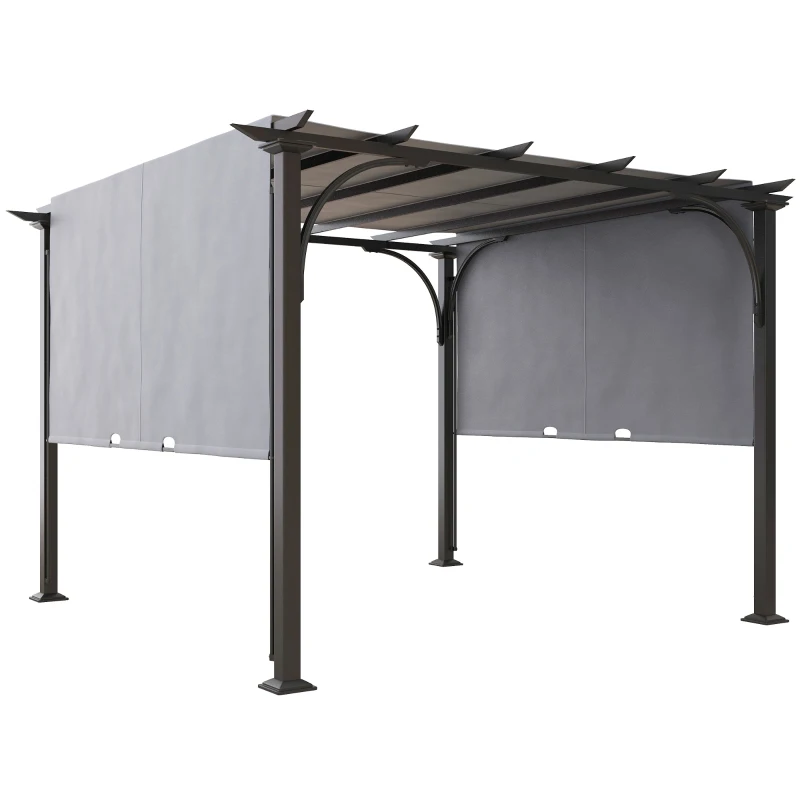 Best 3 x 3(m) Outdoor Pergola, Garden Pergola Gazebo with Adjustable Canopy, Grey