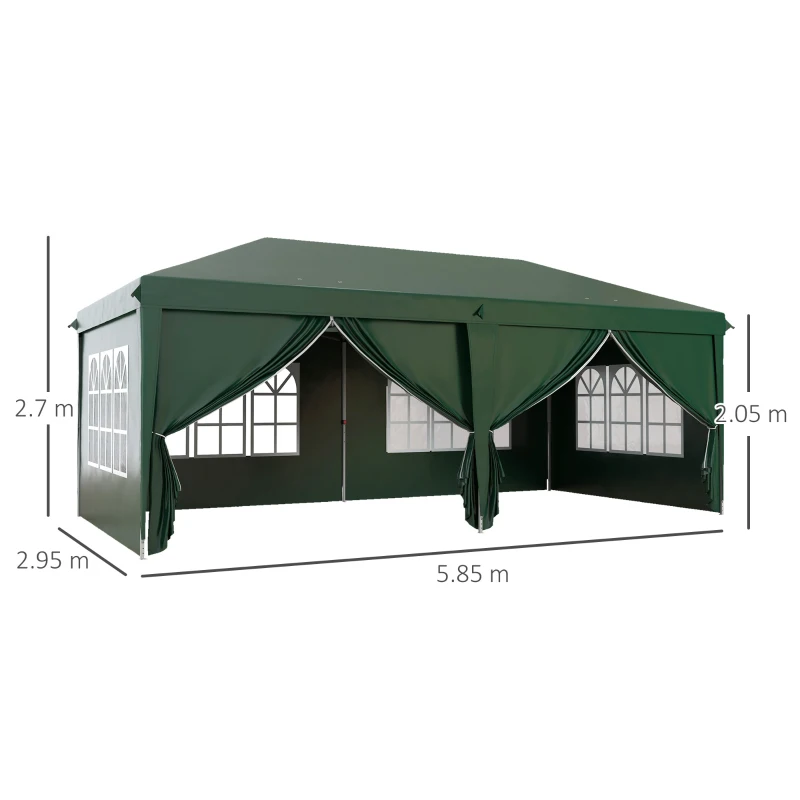 Best 3 x 6m Pop-Up Gazebo, with Curtain Walls and Windows - Dark Green - Image 3