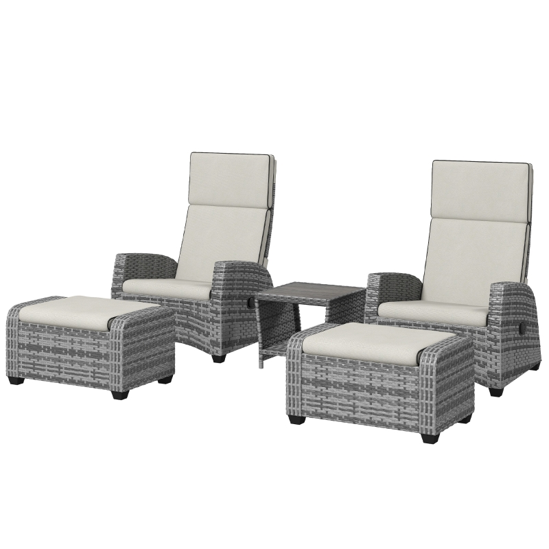 Best 5-Piece Rattan Garden Furniture Set with Cushions - Grey - Image 11