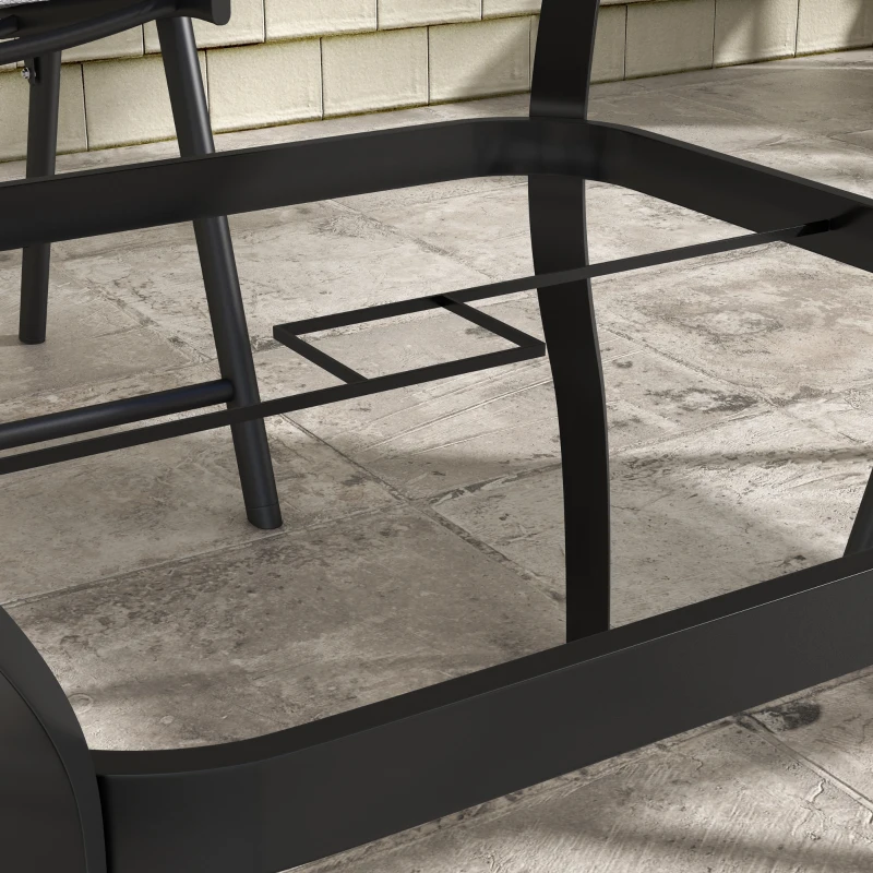 Best Four-Seater Steel Garden Table, with Parasol Hole - Brown/Black - Image 8