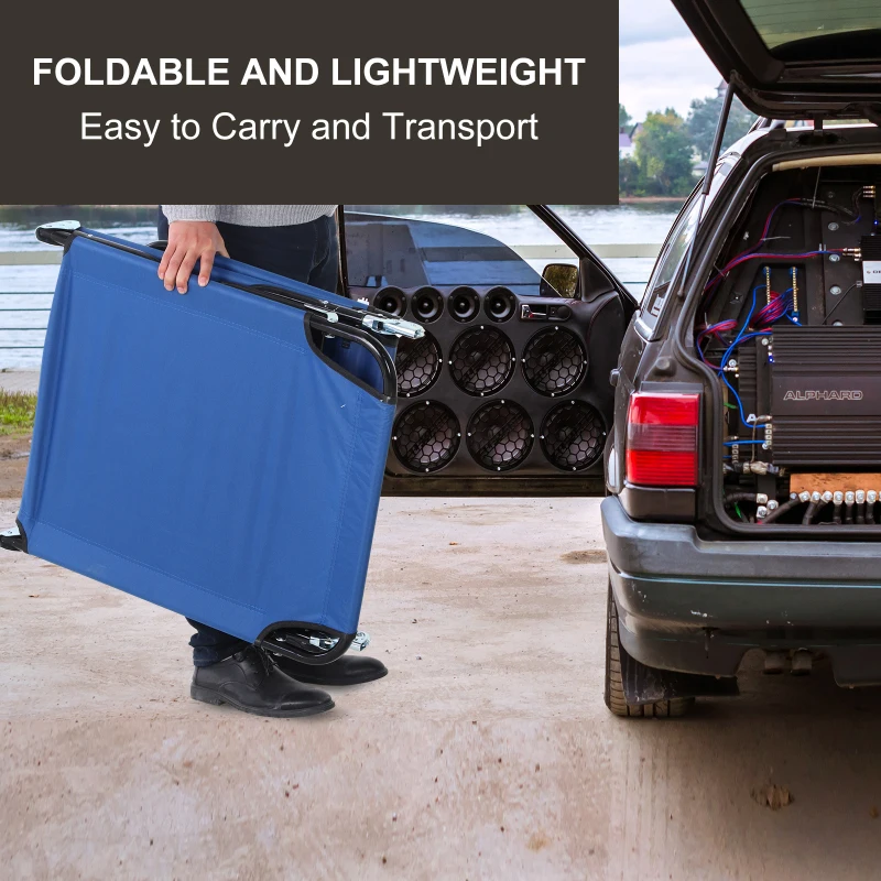 Best Foldable Sun Lounger with 5-Position Adjustable Backrest, Outdoor Portable Recliner Chaise Lounge Chair with Breathable Mesh Fabric, Blue - Image 6