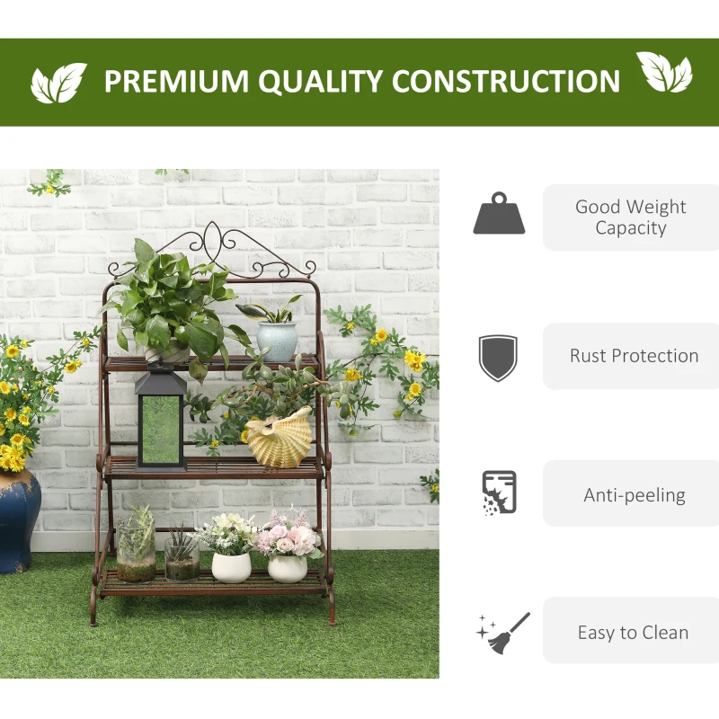 Best 3 Tier Stair Style Metal Plant Stand, Flower Pot Holder Display Shelf, Storage Organizer Rack for Indoor Outdoor Patio Balcony Yard - Image 5