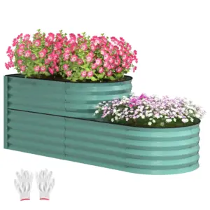 Best Two-Tier Galvanised Steel Garden Planter - Dark Green