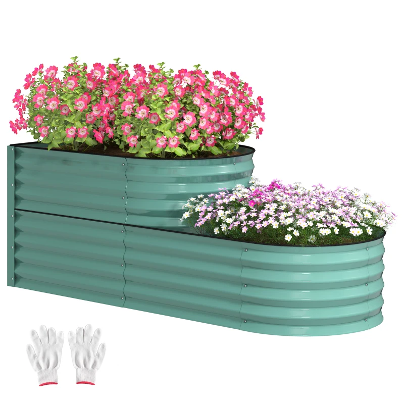 Best Two-Tier Galvanised Steel Garden Planter - Dark Green