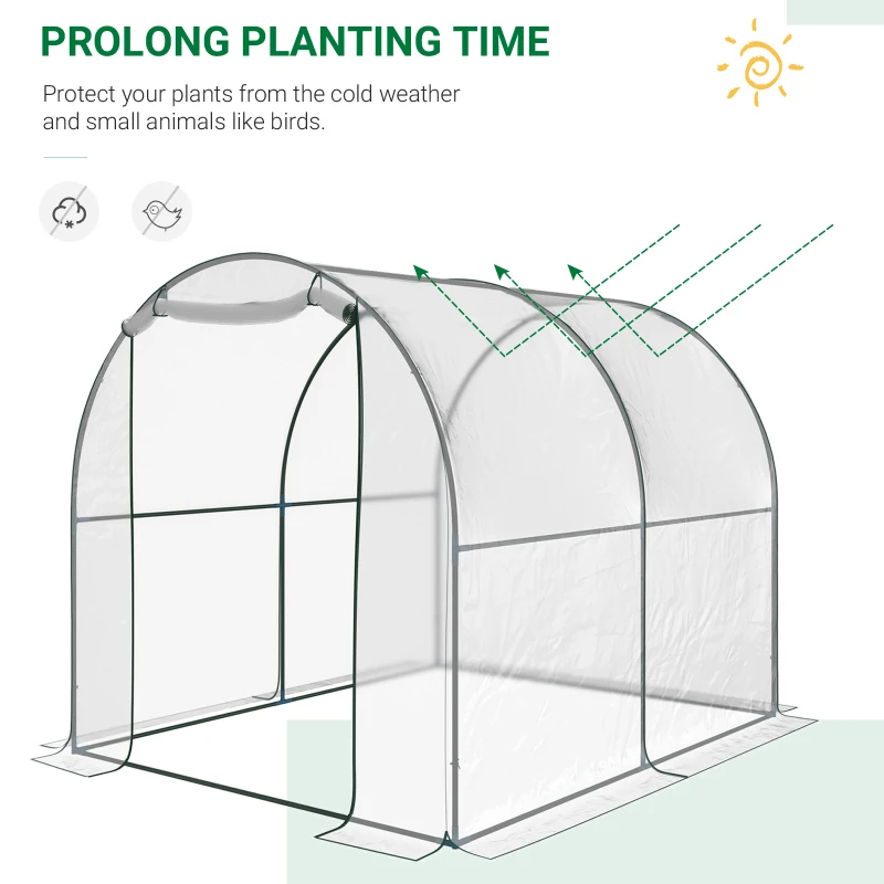 Best Walk-in Polytunnel Greenhouse with Roll-up Door Transparent Tunnel Greenhouse with Steel Frame and PVC Cover, 2.5 x 2m - Image 4