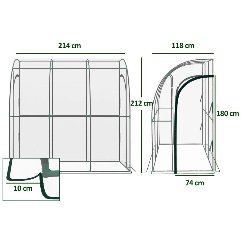 Best 214cm x 118cm Walk-In Lean To Greenhouse, with Accessories - Image 3