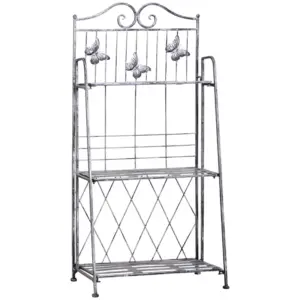 Best Indoor Outdoor Freestanding 3-Tier Garden Plant Stand Metal Flower Display Rack for Potted Plants Balcony Décor 44L x 25W x 96H cm