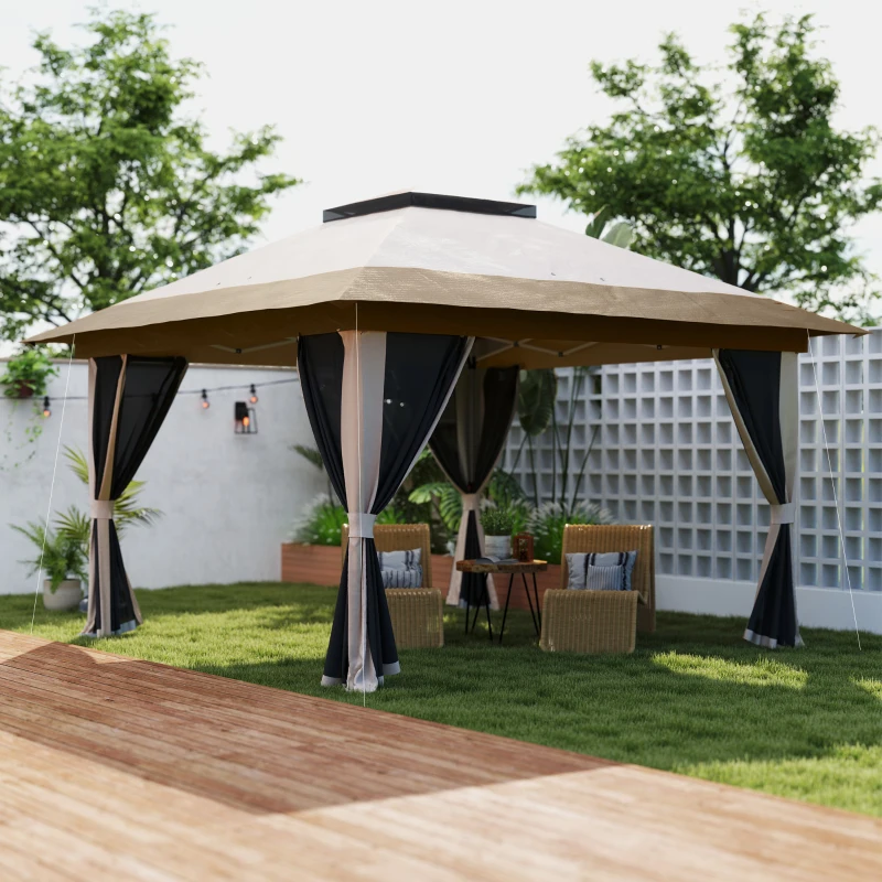 Best 3.6 x 3.6m Pop-Up Gazebo, with Accessories - Beige - Image 2