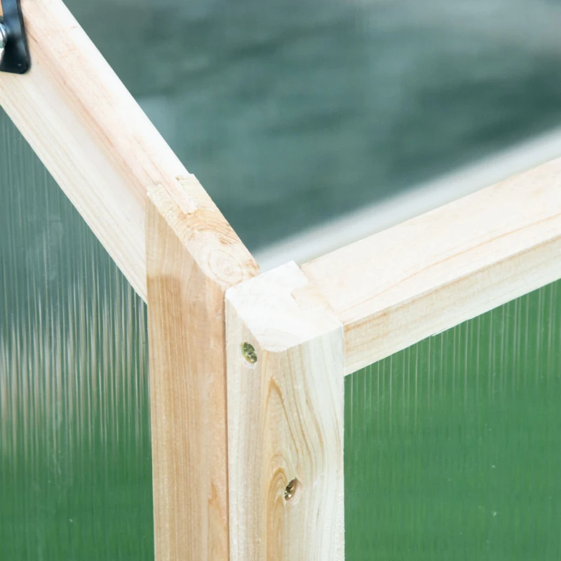 Best Wooden Cold Frame Garden Polycarbonate Greenhouse with Openable Top Cover, Grow House for Flowers, Vegetables, Plants, 90 x 52 x 50cm, Natural - Image 7