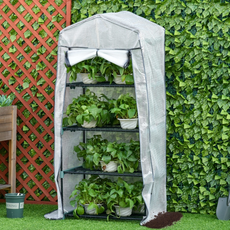 Best 4 Tiers Mini Portable Greenhouse Compact Plant Grow Shed Metal Frame PE Cover 160H x 70L x 50Wcm - Image 10